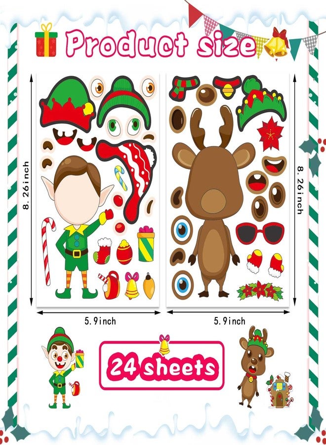 OTAITY 24 Sheets Christmas Stickers for Kids Make a Face Stickers Make Your Own Christmas Characters Mix and Match Stickers, Christmas Party Games Sticker for Christmas Party Favor Supplies School Rewards - Image 3